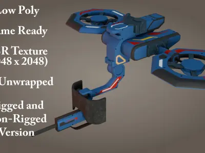 Sci-Fi Drone - Low Poly - Game Ready - PBR Low-poly 3D model