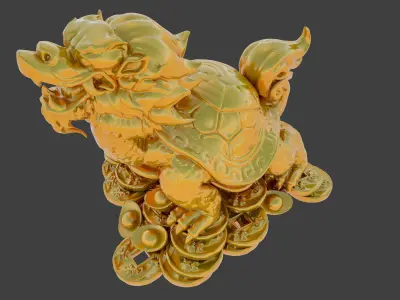Sculpture-008 golden statue of dragon 3D model