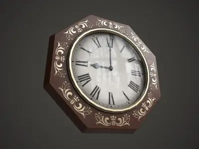 Vintage Wall Clock Low-poly 3D model
