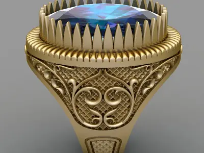 Antique Gents Signet Ring 3D print model shop
