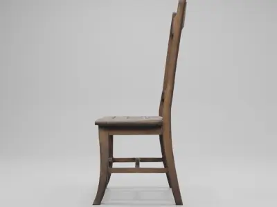 Vintage Rustic Wooden Chair - 3D Model for Interior Design 3D model