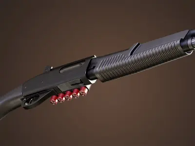 Pump Shotgun Game Rready Low-poly 3D model