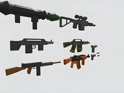 Low poly 3d guns 3d model Low-poly 3D model