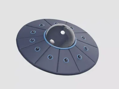 cartoon UFO Flying Spaceship  Low-poly 3D model