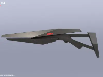 Minimalist scifi gun Low-poly 3D model
