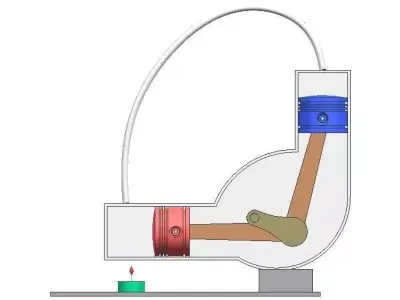 Alpha Stirling Engine Free 3D model
