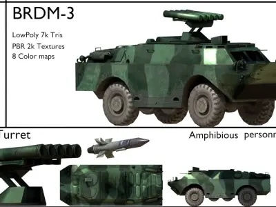 BRDM-3  reconnaissance Low-poly 3D model