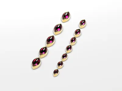 marquise cabochon flush settings  ring heads pendant 3D print model