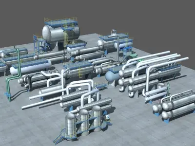 industry tanks  Low-poly 3D model