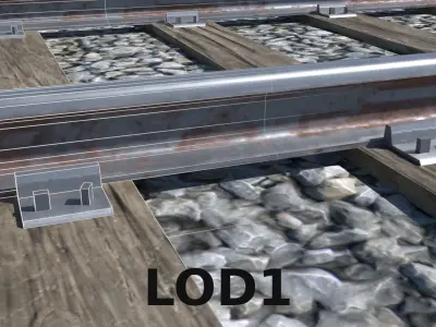 Railroad Tracks Low-poly 3D model purchase