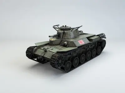 Low Poly Type 97 Chi Ha medium tank Low-poly 3D model