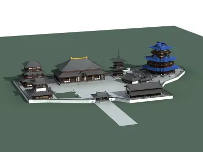 Chinese Style Architecture 3D model 6