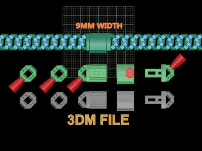Cuban Diamond Chain Link Box Style 9MM WIDTH 3D print model