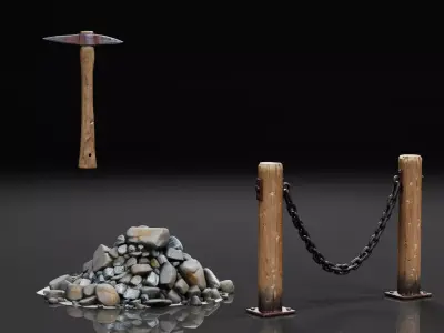 Coal Mine Props Game ready  Low-poly 3D model