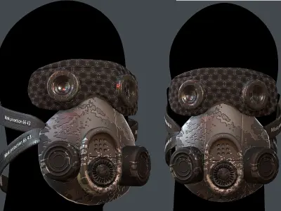 Gas mask helmet 3d model scifi Low-poly  Low-poly 3D model 14