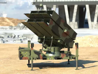 NASAMS Missile System Camouflage Ready to Attack 3D model