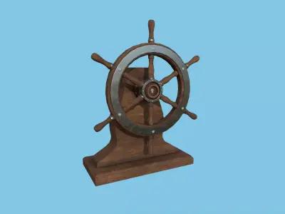 Pirate Ship Wheel 01 - Dark Wood- Helm Interior Parts Low-poly 3D model