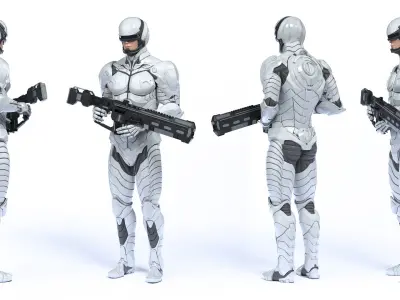  Sci Fi Soldier with Assault Rifle 