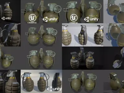 Hand Grenade Lowpoly 3D Model Pack