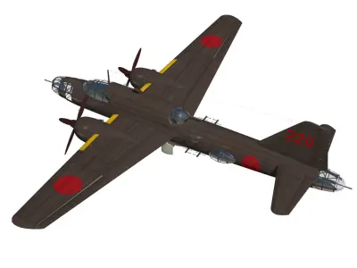 Ki67 Type4 heavy bomber Hiryu and i go model1 kou  3D model