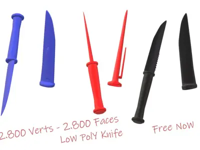 Knife two knives in sky Low-poly 3D model