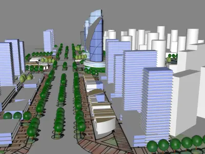 Urban highrise building ancillary building commercial 3D model purchase