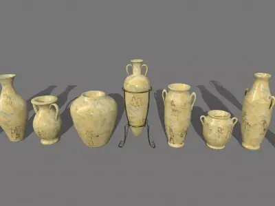 vase set greek Low-poly 3D model