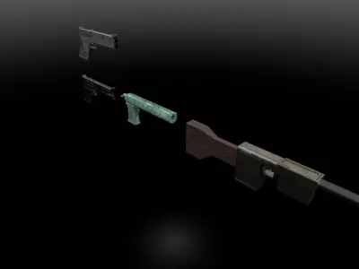 Pack 4 gun  Free low-poly 3D model
