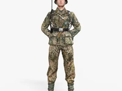 German soldier World War II Low-poly 3D model