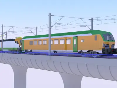 Bridge with Siemens train 3D model
