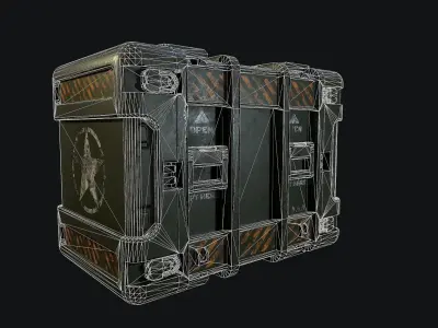 Military sci-fi box Low-poly 3D model