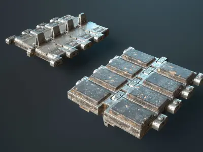 Leopard 2 Tank Tracks D570FT Low-poly 3D model