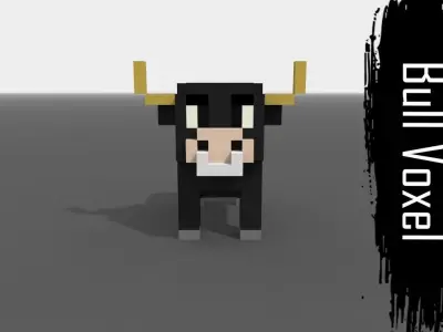 Voxel Bull Low-poly 3D model