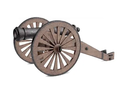 Old Cannon Low-poly 3D model 2
