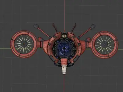 space battle drone Low-poly 3D model
