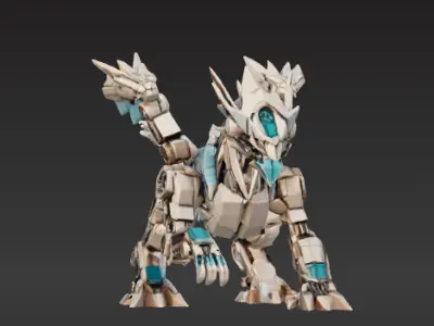 Low-Poly Mechanical Dragon 3D model