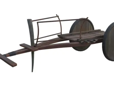 tumbrel 3 wooden wheeled cart 3D model