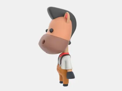 Cute Horse 3D Illustration 3D model buy