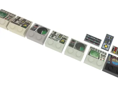 Lego Aircraft Indicators Set With Radars And Controllers 3D model