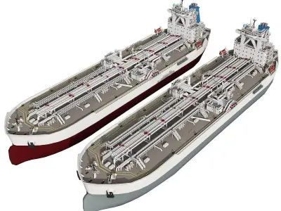 TI Class Oil Carrier two colors Low-poly 3D model