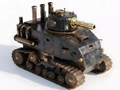 Armored Steampunk Steam-Tank 3D Model Low-poly 3D model