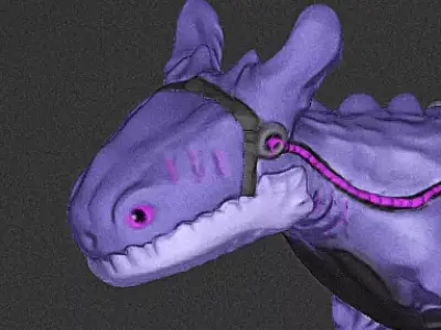 Plasma Dragon With Saddle Low-poly 3D model