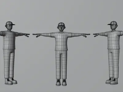 Delivery Man Cartoon Character Low-poly 3D model