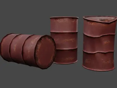 Old Rust Drums and Damaged Drums - Tambor Velho Low-poly 3D model