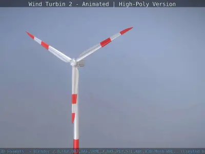 Animated Wind Turbin 2 - High-Poly Version 3D model