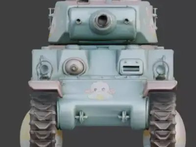 3D EASTER TANK WITH EGG WHEELS  Low-poly 3D model