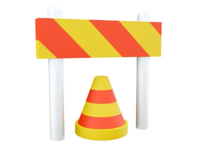 Traffic warning cones cartoon icon 3D model
