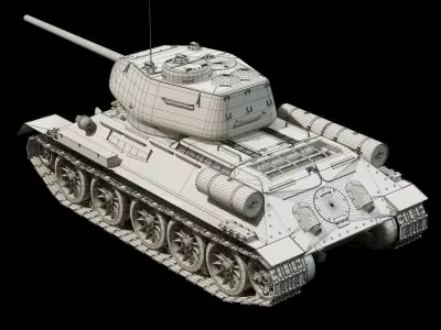 T-34-85 - ZiS S-53 Cannon - Base Mesh 3D model