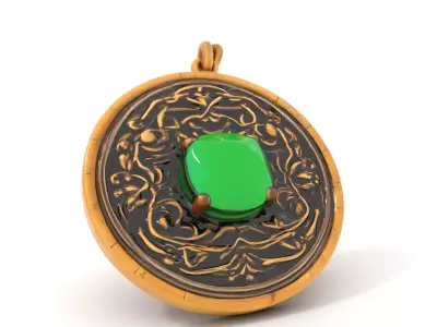 Antique Emerald Pendant model pack Low-poly 3D model