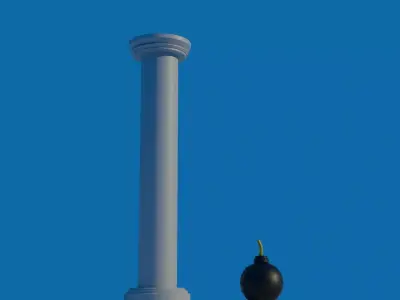 Low Poly Pillar and Bomb Low-poly 3D model